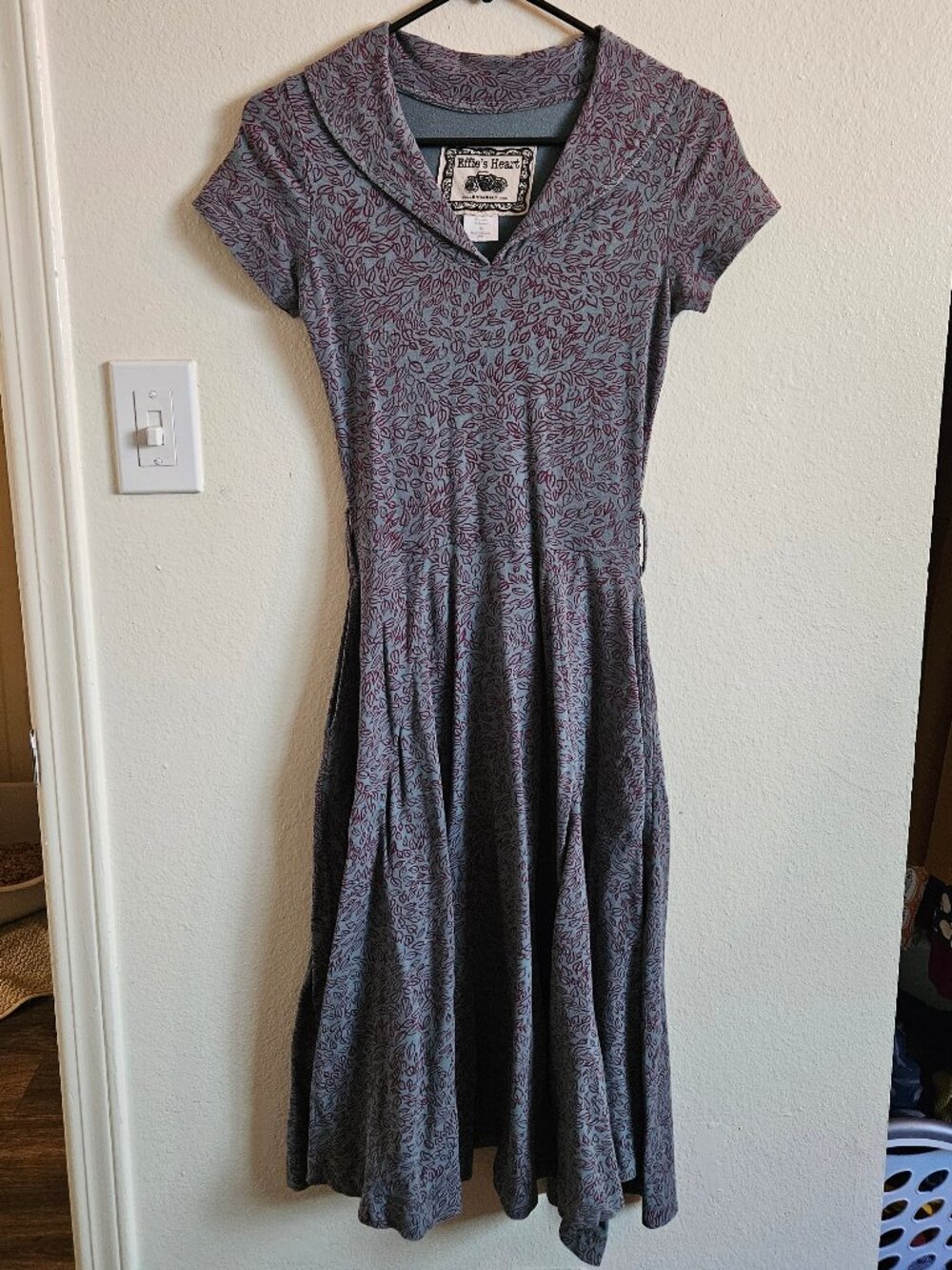 Effie's Heart Vintage Inspired Fit-and-Flare Dress with Leaves Size XS